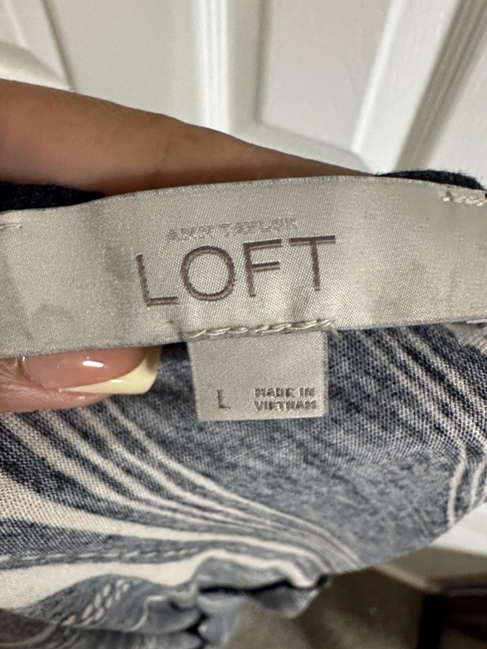 LOFT Black and Cream Striped Dress - Picture 4 of 5